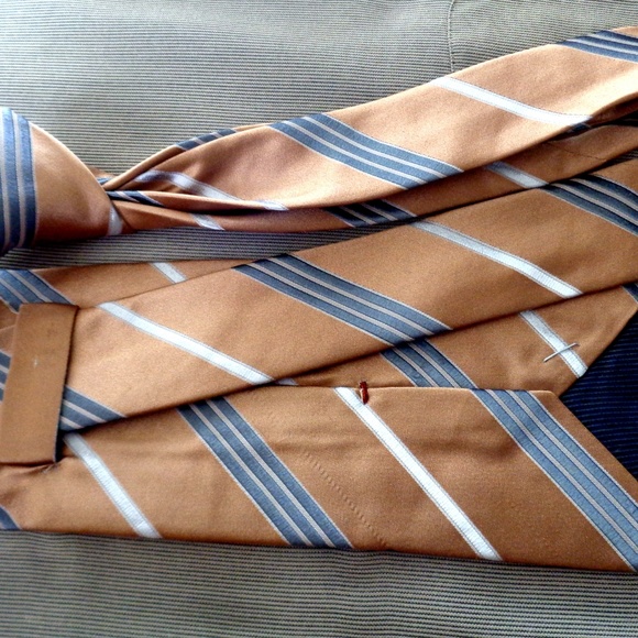 ERMENEGILDO ZEGNA SILK TIE GOLDEN BROWN STRIPED 59 - Picture 6 of 8